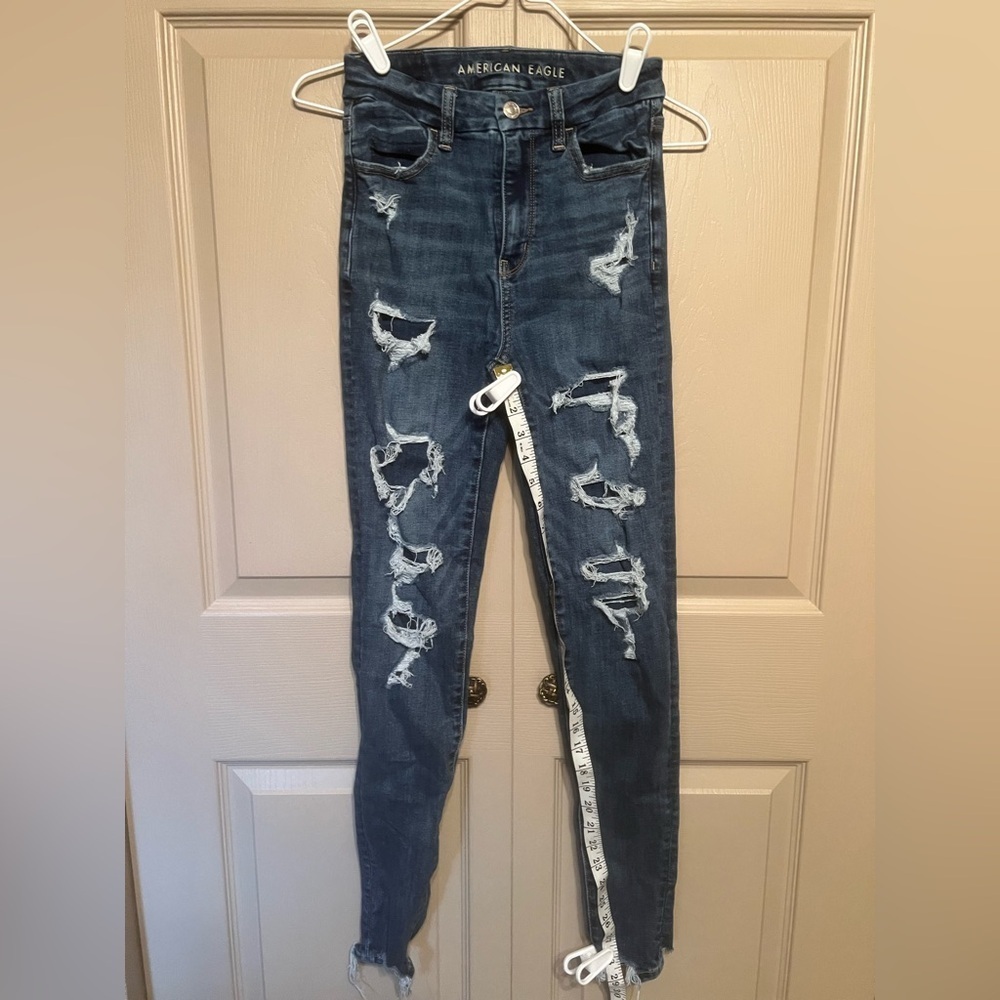 American Eagle Outfitters Blue Skinny Distressed Jeans